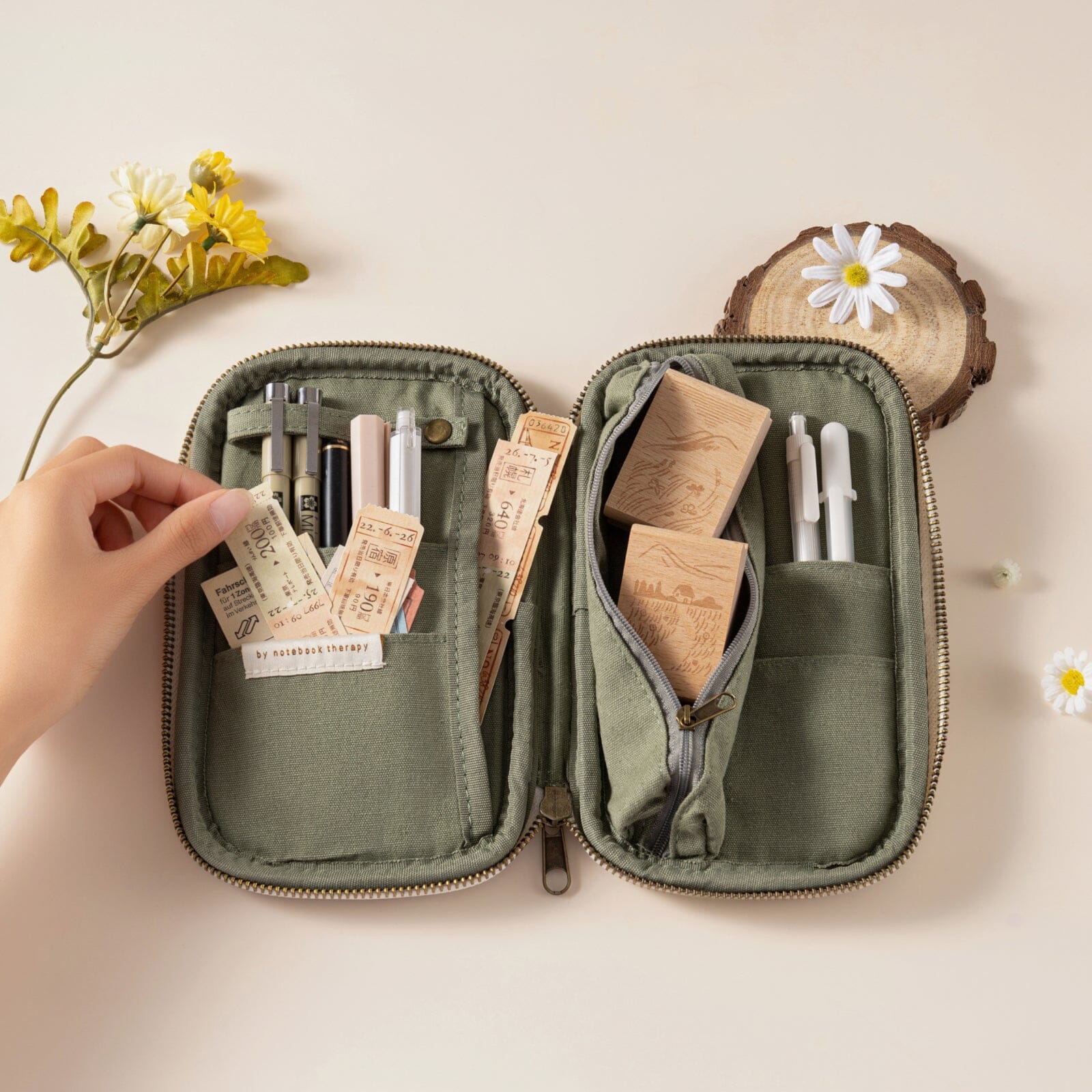 Hinoki - Forest Green Corduroy Pencil Case